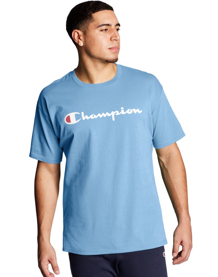 Champion Classic Jersey Script Logo T-Shirt Heren - Blauw - Belgie 9537IXBGP